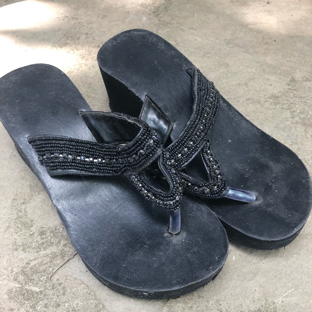 Beaded Platform Sandals